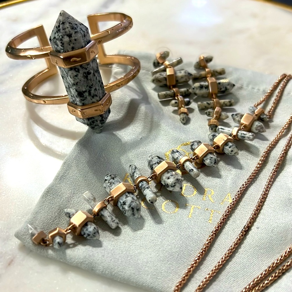 KS ROSE GOLD AND DALMATIAN JASPER SET - Picture 2 of 3